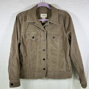 LL Bean Trucker Jacket Velour Women’s Small Tan Lined